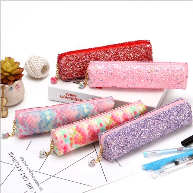 Модный Блестящий лазерный пенал с бриллиантами красочный русалка ручка сумка Канцелярский мешочек для девочек школьные офисные принадлежности