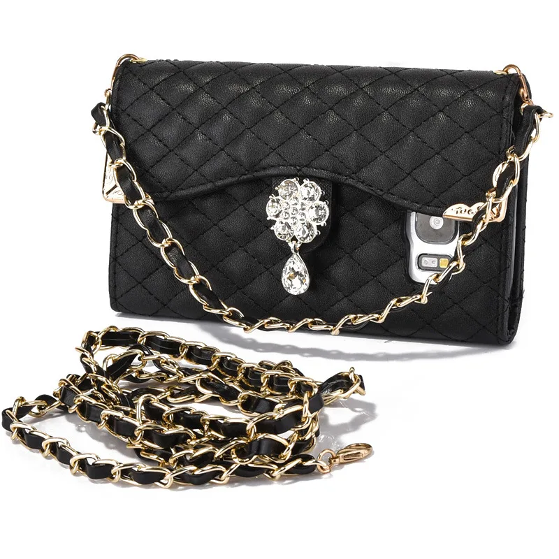 

Luxury Leather Trifold Purse Wallet Cover Case for Samsung Galaxy S7 Edge Women Handbag Crystal Diamond Flower 5.5" Phone Cases
