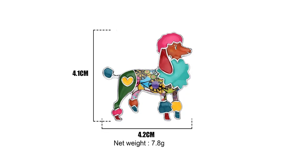 Bonsny Эмаль сплав цветочный Пудель броши одежда шарф милые животные бижутерия для декорирования булавка подарок для женщин девочек подростков