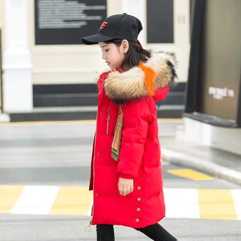

2019 New Children Warm Down Jacket Girls Fashon Long Clothes White Duck Down Thicken Coats Kids Outerwear Winter Jacket Snowsuit
