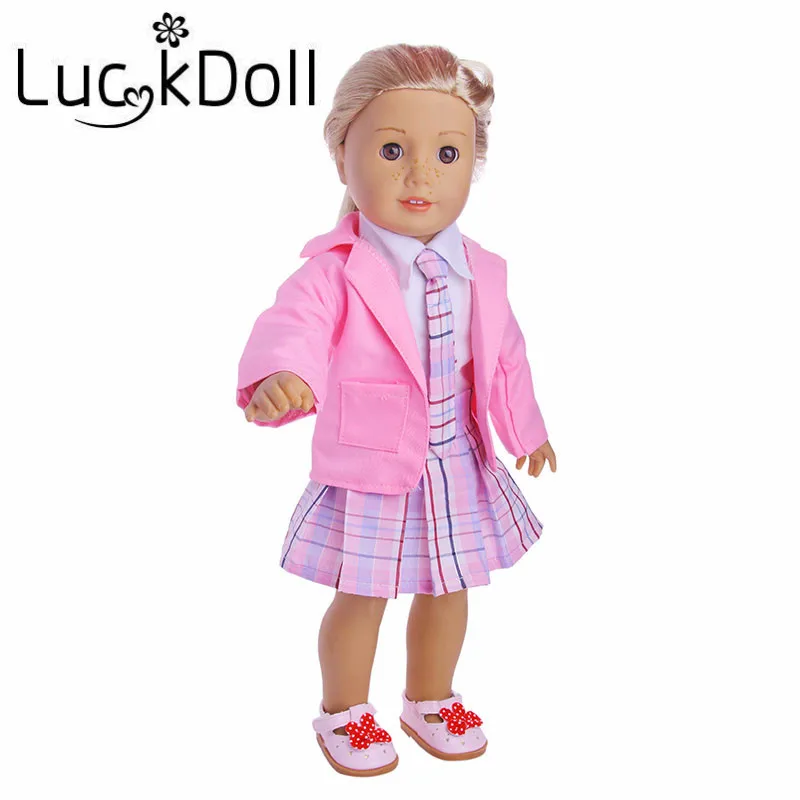 LUCKDOLL 3 стиля кампус стиль Униформа подходит 18 дюймов Американский 43 см детская кукла одежда аксессуары, игрушки для девочек, поколение, день рождения Gif