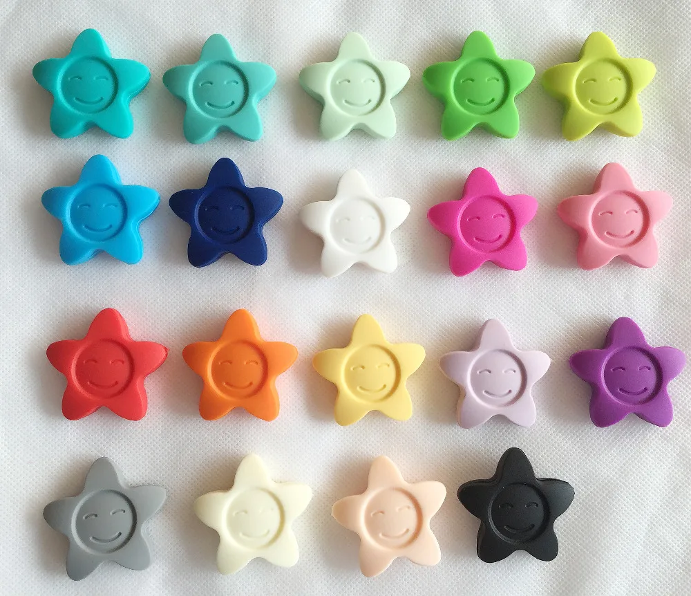 

20pcs/lot sunflower Silicone Teething Chew Pendant or Teether Necklace bead DIY silicone stars nursing Necklaces beads