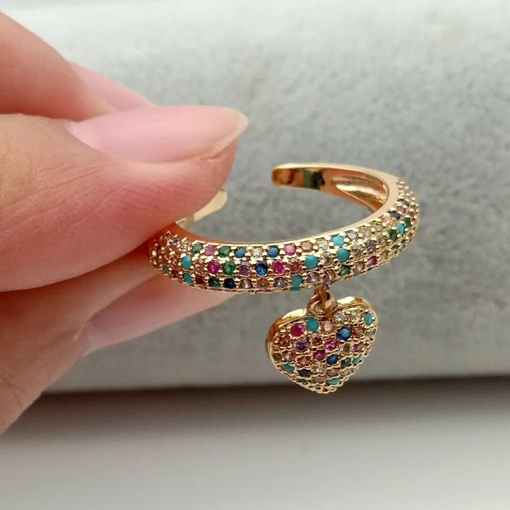 Золотого цвета обручальное кольцо с Cz сердце Шарм Свадебный перстень ювелирные изделия