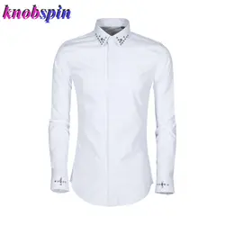 2019 новый бренд бизнес для мужчин рубашка Высокое качество 80% натуральный хлопок белый черный рубашки для мальчиков длинный рукав тонки