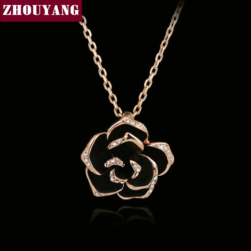 ZHOUYANG высокое качество ZYN021 большой черный розовое золото цвет кулон ожерелье