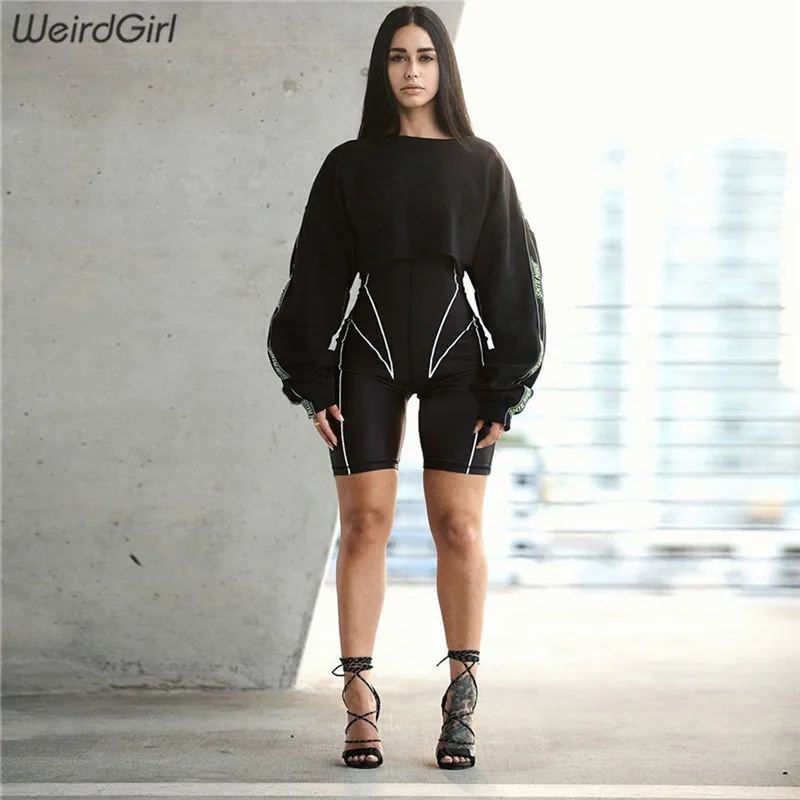 Weirdgirl النساء playsuits اللياقة البدنية عارضة طويلة الأكمام الإناث حللا و السروال القصير إلكتروني نحيل ضئيلة الرياضية داخلية جديد Weirdgirl النساء playsuits اللياقة البدنية عارضة طويلة الأكمام الإناث حللا و السروال القصير إلكتروني نحيل ضئيلة الرياضية داخلية جديد