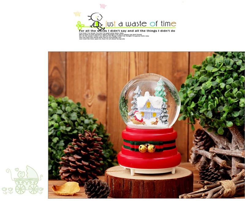Рождество Санта Клаус хрустальный шар вращающийся световые колокольчики Музыкальная шкатулка украшения водное поло музыкальная шкатулка детская игрушка подарок на день рождения