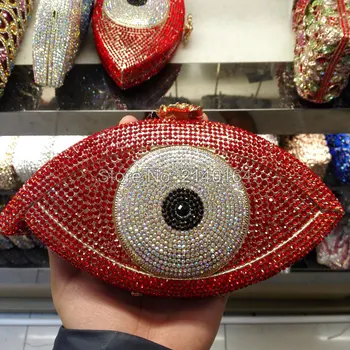 

Stylish Devil eye Women Handbag Luxury Diamond Evening Bag Lady Party Purse Cocktail banquet Bag Golden Black Day Clutches 88160