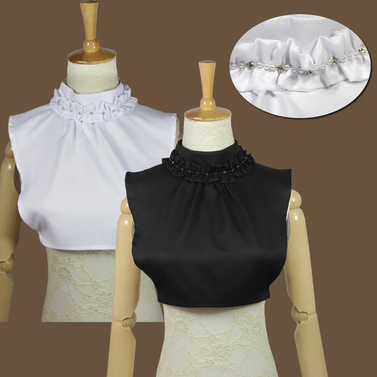 Ультра-сладкий Черный и белый жемчужный воротник сложить молния-стиль воротник рубашки детей