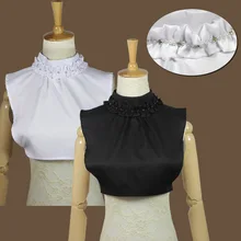 Ультра-сладкий Черный и белый жемчужный воротник сложить молния-стиль воротник рубашки детей