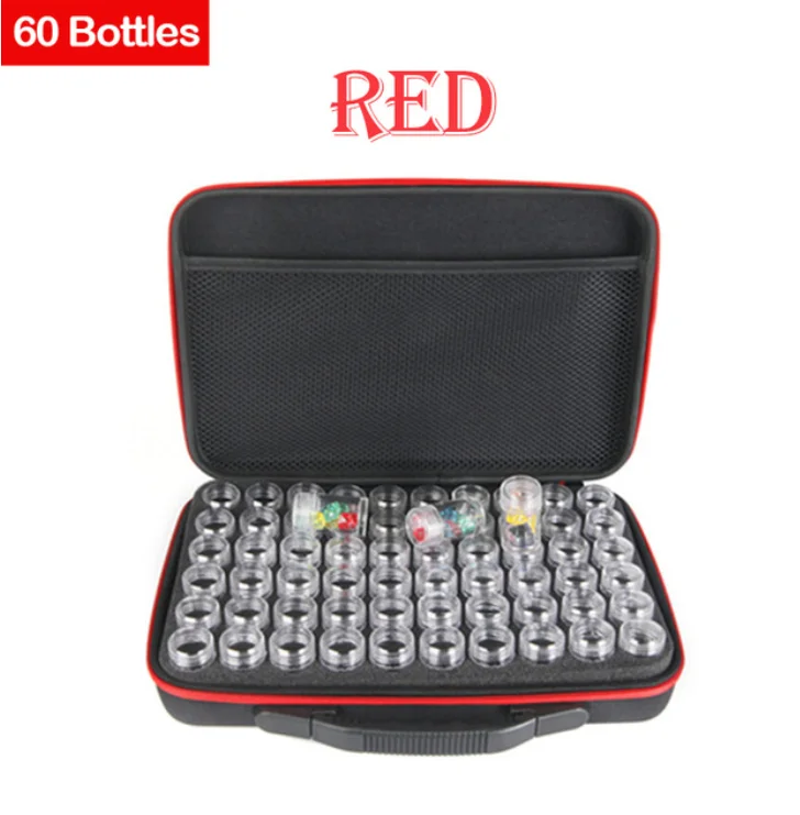 

60 Bottles Diamond Painting Cross Stitch Storage Box Beads Container Carry Case Diamond Embroidery Hand Bag Zipper Shockproof