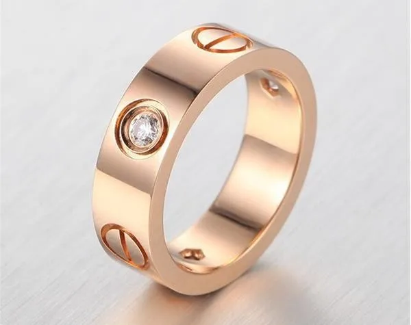 Por Wedding Men Bands Lots From Fashion 4 6mm Women Men Famous Brand Crystal Jewelry Carter Love Rings Luxury Anium Steel