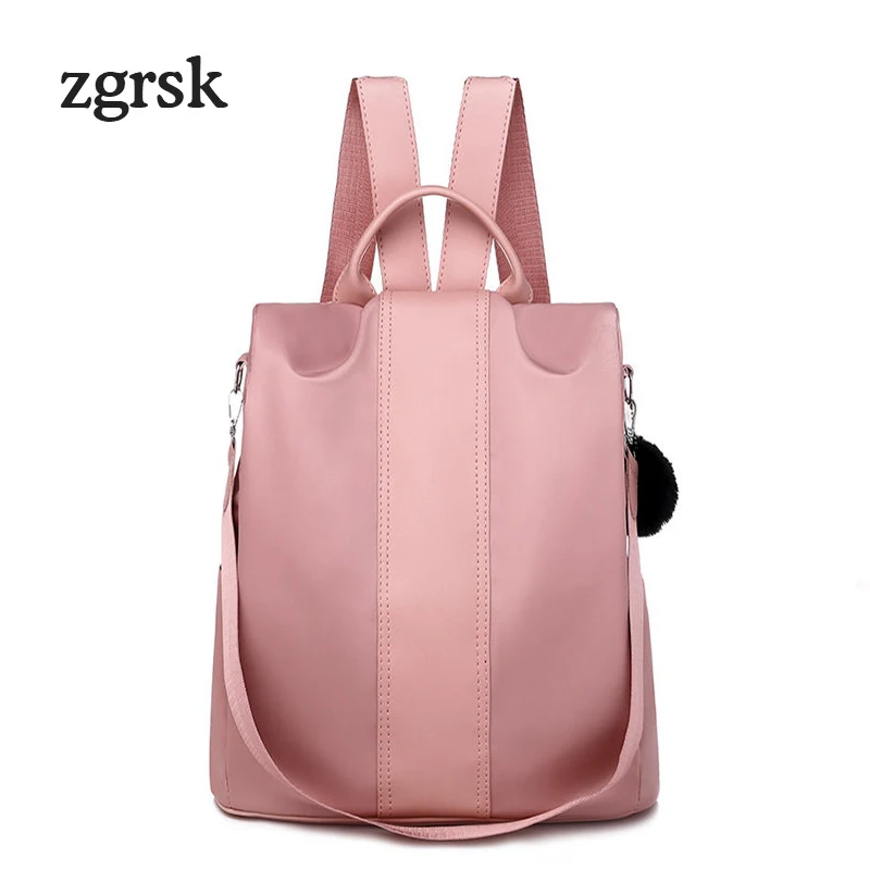 

Ladies women's backpack Korean style Oxford Solid None Zipper Black Business school backpacks for teenagers mochila schoolbag