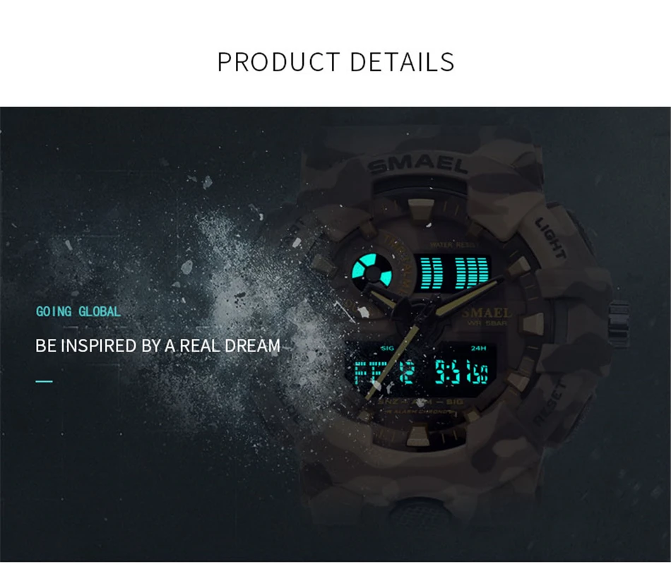 SMAEL брендовые модные камуфляжные военные цифровые кварцевые часы мужские водонепроницаемые ударные наружные спортивные часы для мужчин Relogio Masculino