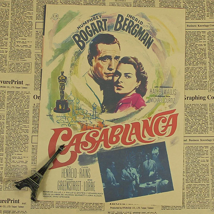 Касабланка постер с фильмом старый голливудская классика любовь бар театр кафе декоративные постер в стиле ретро - Цвет: Зеленый