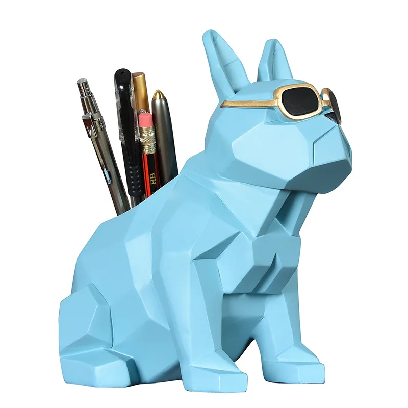 

Geometric Lucky Dog Pencil Holder Dogs Miniature Sundries Organiser Pen Storage Gold Office Table Accessories Home Office Decor