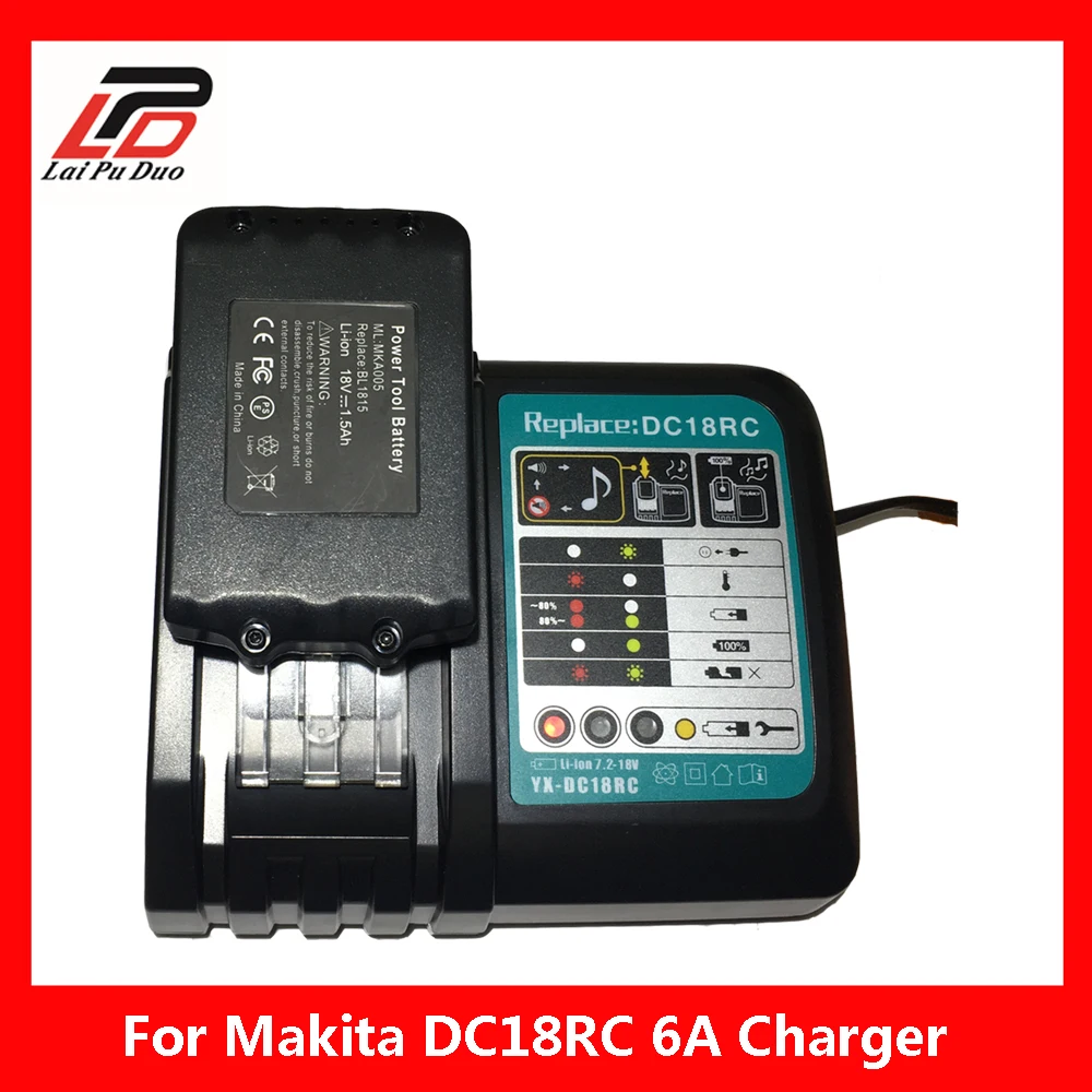 6A Rapid Charger For MAKITA Lithium-Ion Battery DC18RA DC18RC BL1830 BL1850 BH1220 BH1220B BH1220C BH1420 BL1815 BL1840