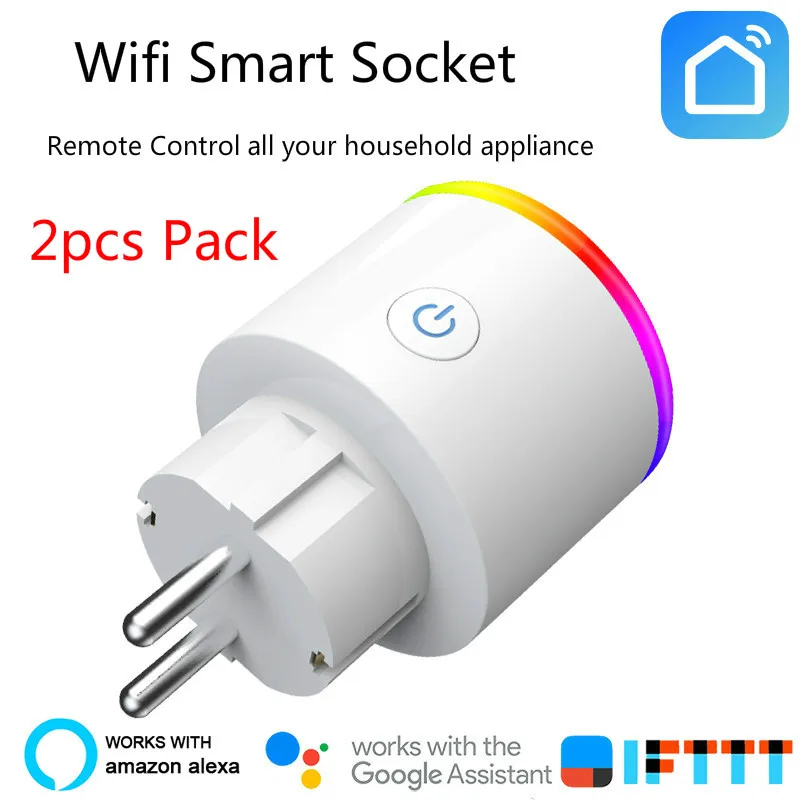 

2pcs Pack Smart Charger for EU Wifi Smart Socket timer switcher Power Monitoring Energy Saver Works With Google Home Mini Alexa