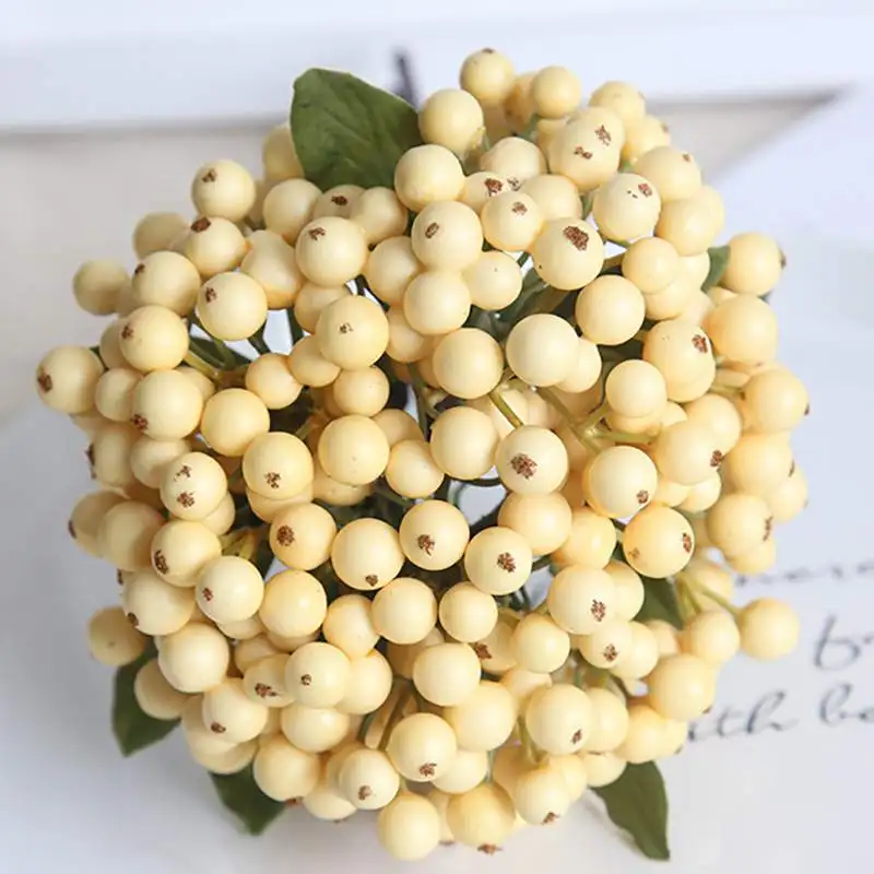 Faux Plant Lifelike Berry Bean Foam Flowers Home Decor Small Artificial Flowers Fruit Branch DIY Wreath Wedding Box Decoration