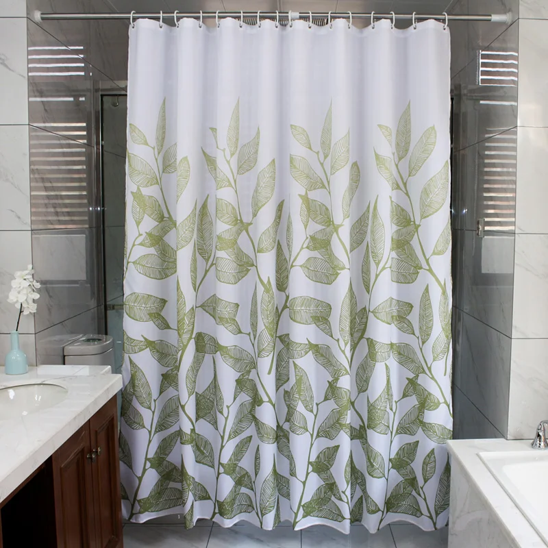 

modern Wave waterproof mildew thickening green leaves toilet cloth heavier sinker hook bathroom shower curtain M538