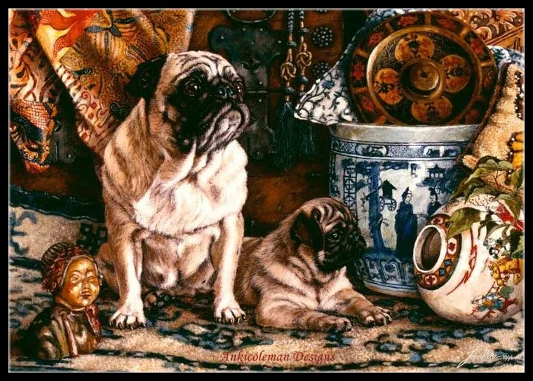 

Embroidery Counted Cross Stitch Kits Needlework - Crafts 14 ct DMC DIY Arts Handmade Decor - Pug with Puppy