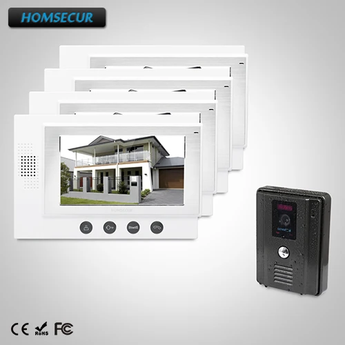

HOMSECUR 7" Wired Video Door Phone Intercom System Electric Lock Supported 1C4M: TC011-B Camera (Black)+TM701-W Monitor (White)