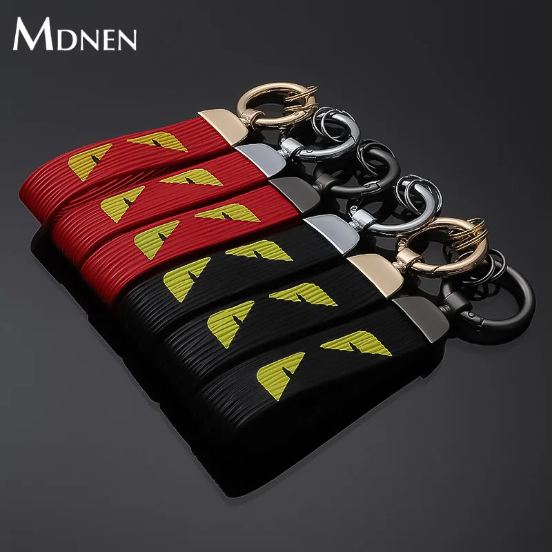 

MDNEN Little Monster Leather Metal Keychain Little Monster Auto Waist Key Chain Car Keyfob Rings Couple Keyholder Car Key