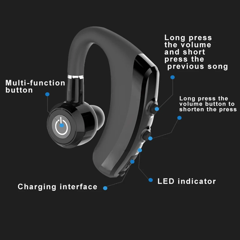 Bluetooth Headphone Noise Reduction Wireless Earphone Long Standby Headset for Driving Sports JR Deals