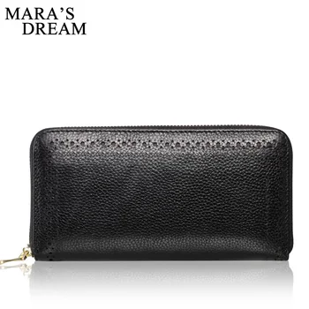 

Mara's Dream Vintage Women Wallet Luxury Brand Wallet Female Card Holder Lady Clutch Solid Zipper Hollow Out Designer Purse