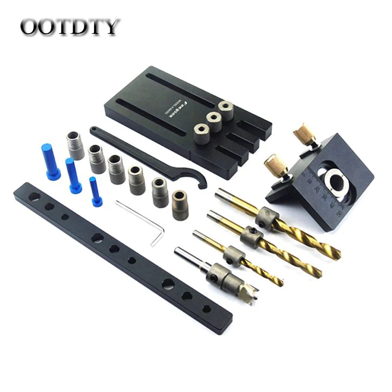 

OOTDTY Woodworking Locator Tools log tenon punch three-in-one hole opener Hole Drill Guide Dorp Shipping