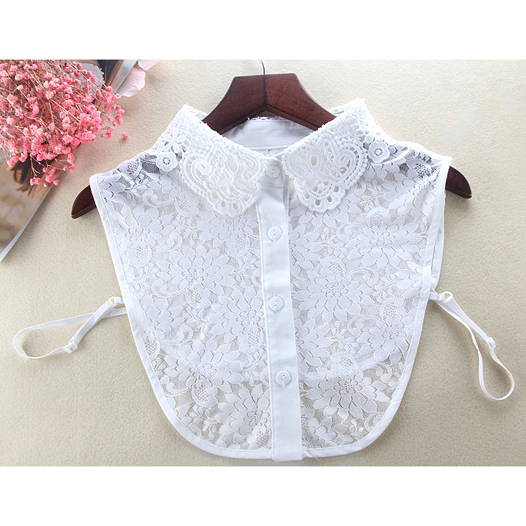 

Women Chiffon Embroidered False Collar Woman Half Shirt Blouse Detachable Bib Lace Collar Shirt Fake Collar for Women