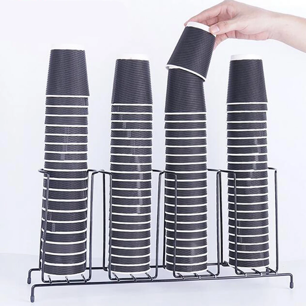 Stainless Steel Paper Cup Lid Holder Dispenser Stand Cafe Home Buffet Rack