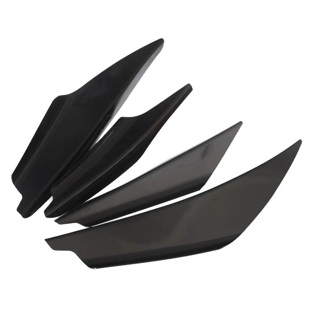 4 Pcs/Set Black Carbon Fiber Car Spoiler Canards Fit Front Bumper Lip Splitter Fin Air Knife Auto Body Kit Car Spoiler Accessory