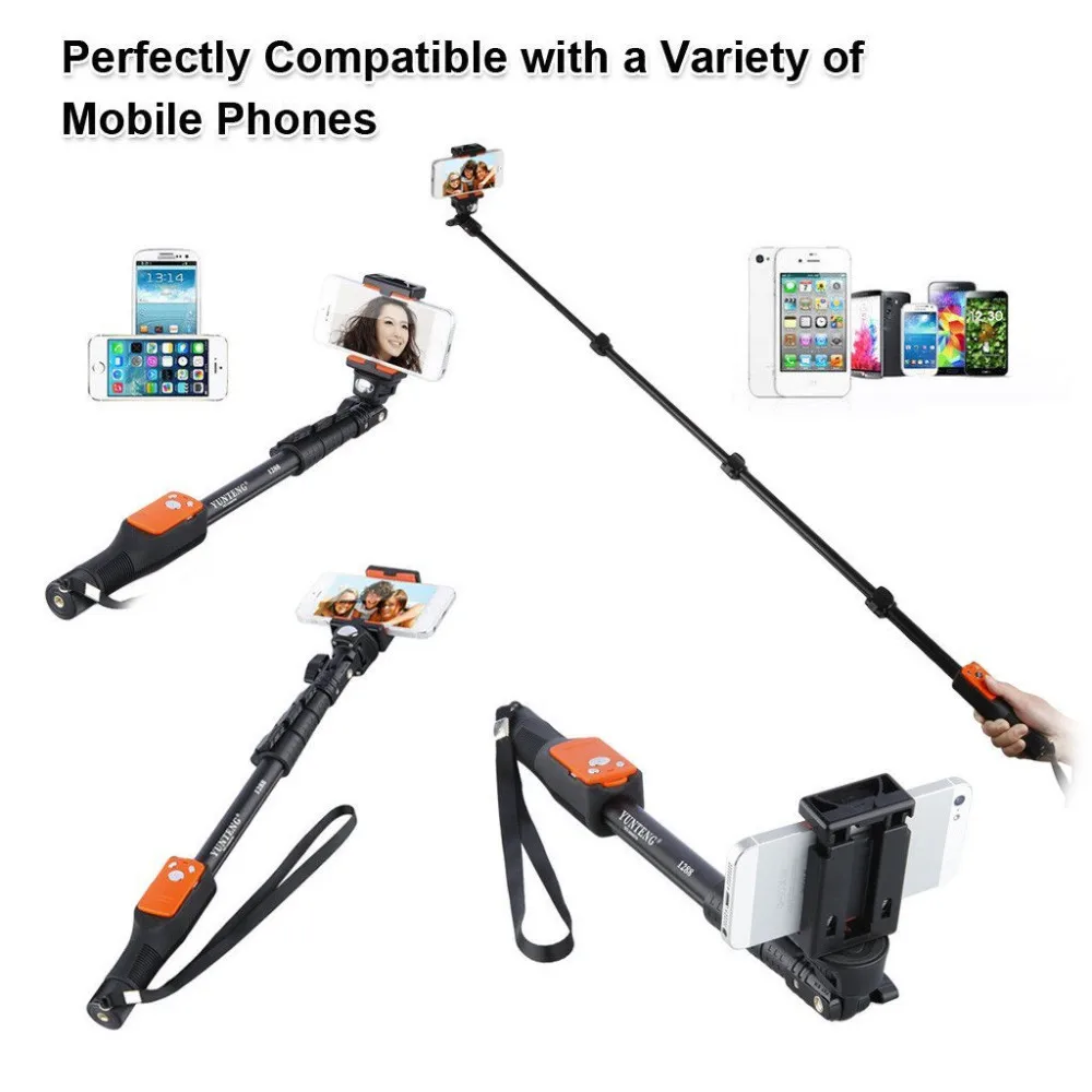 Original YunTeng 1288 Extendable ZOOM Selfie stick Bluetooth Handheld zooming Monopod YT 1288 For android xiaomi yi iPhone-in Selfie Sticks from Consumer ...