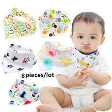 8 шт./партия новые хлопковые носки для маленьких babador bandana нагрудник, повязки на грудь для детей, шарф для девочек, для мальчиков, детский комбинезон, детская одежда для младенцев Слюнявчики для новорожденных вытирания слюней младенцев Полотенца