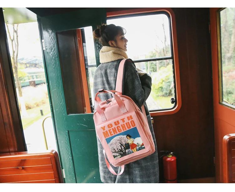 Модный брендовый женский рюкзак, анимационный напечатанный рисунок, школьная сумка для девочек, женская сумка на плечо, Большая вместительная дизайнерская школьная сумка