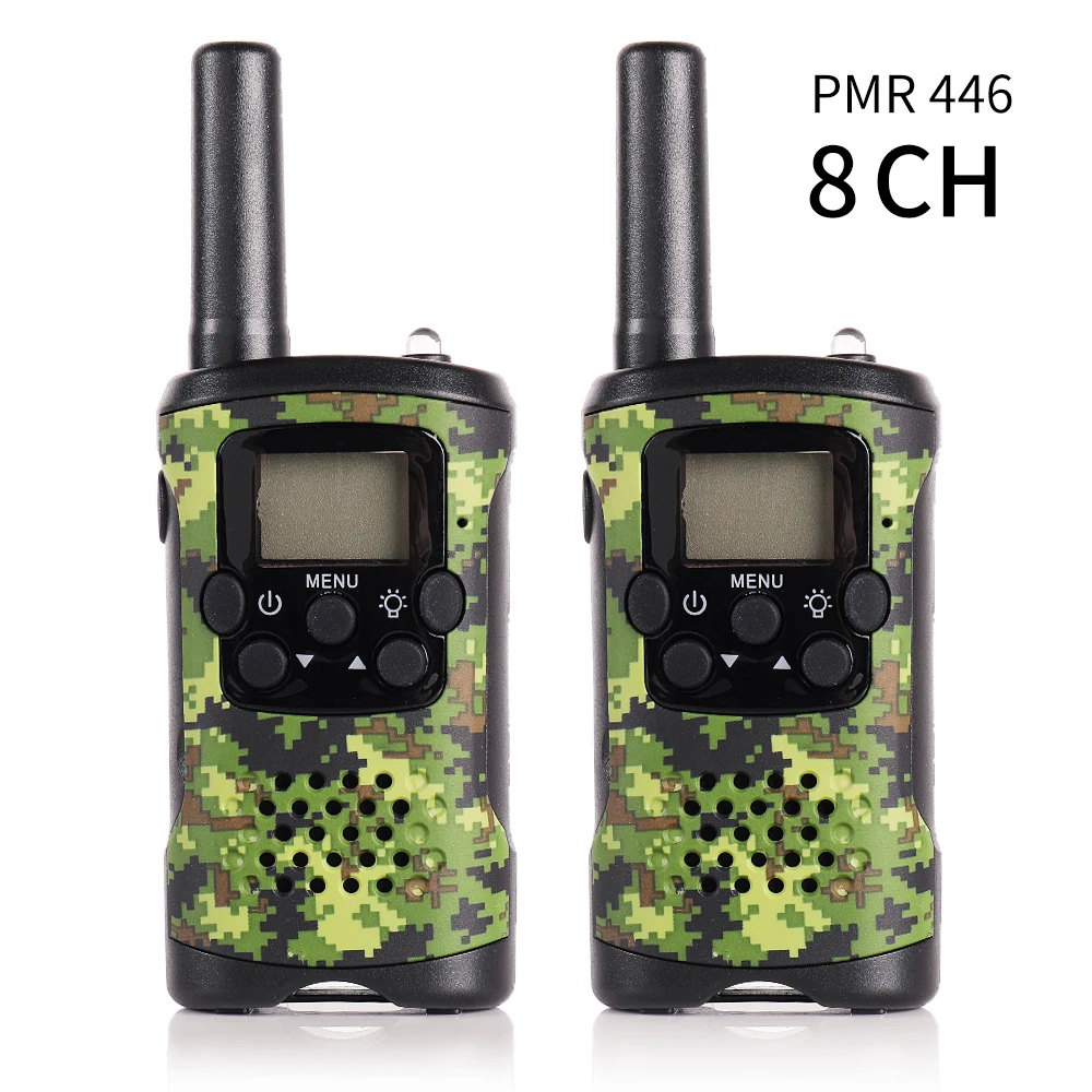 

2 Pack JJ-220 8CH Two Way Radio Scanner PMR446 0.5W Handheld Mini Kids Walkie Talkie Monitor Backlight LCD screen VOX Camouflage