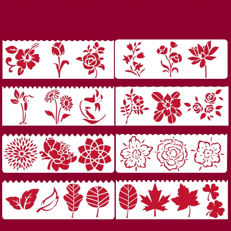 

8Pcs 17*6cm Flowers Leaves DIY Layering Stencils Painting Scrapbook Coloring Embossing Album Decorative Card Template