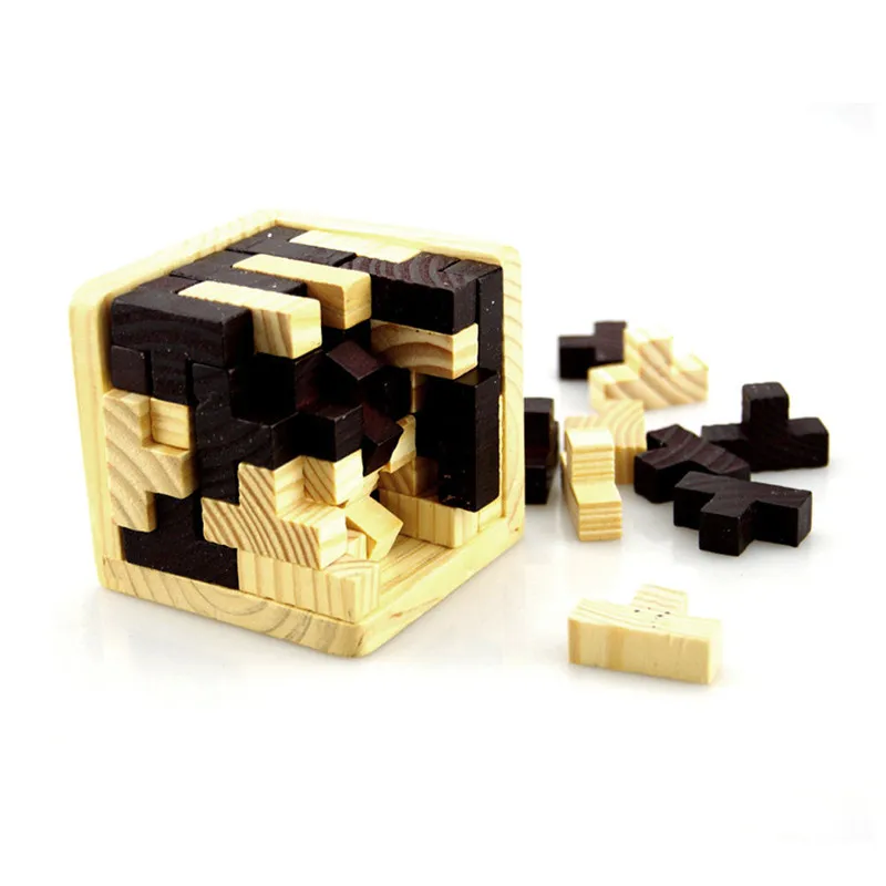 Wooden Intelligence Game 3D Wood Jigsaw  Puzzle Brain Teaser Magic Tetris Cube 54 PCS (2)