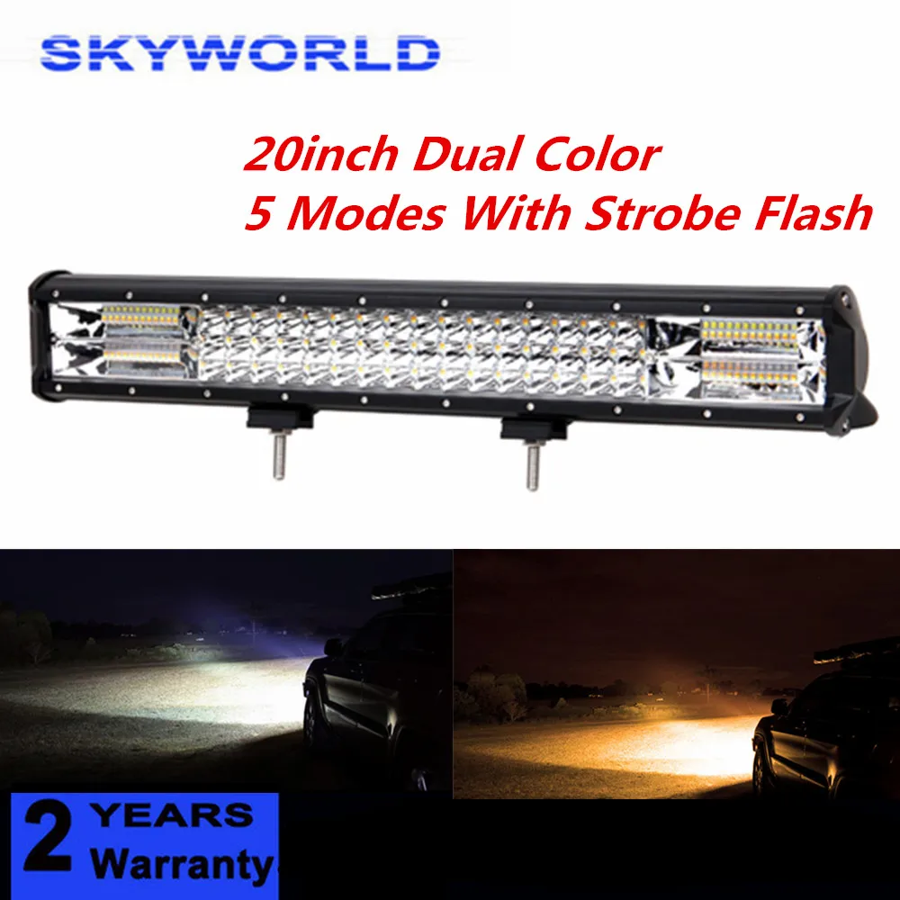 

20'' Tri-Row White & Amber Combo Strobe LED Light Bar For Ford F-150 Raptor 4x4 Work Light Bar 12v 24v Flash Light Offroad