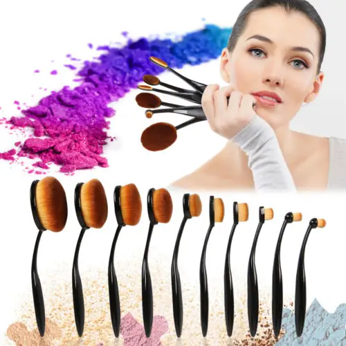 

Oval Make up Brushes Concealer Blending Blush Liquid Powder Cream Cosmetics Brushes Toothbrush For Face or Eyes Pick 1pcs