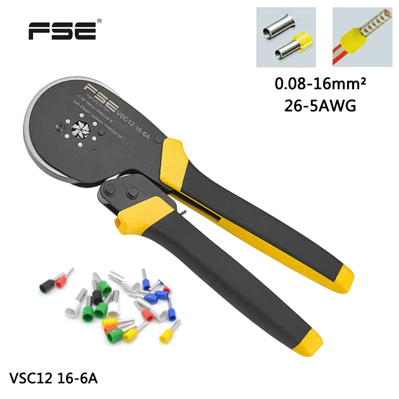 

VSC12 16-6A 0.08-16mm^2 26-5AWG Adjustable Precise Crimp Pliers Tube Bootlace Terminal Crimping Hand Tool HSC12 16-6A