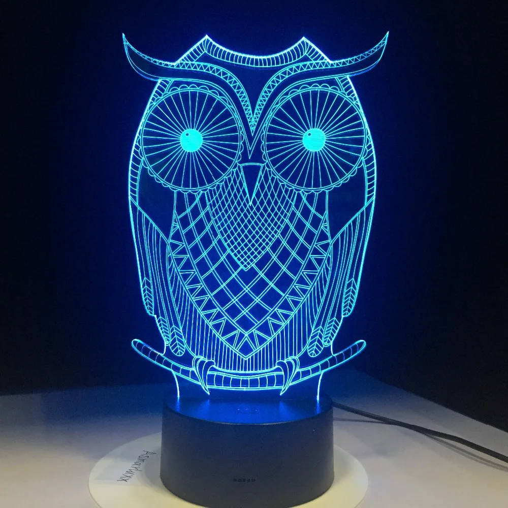 Laser Engraved Acrylic Colorful Gradient Atmosphere Bird Lamp 3D