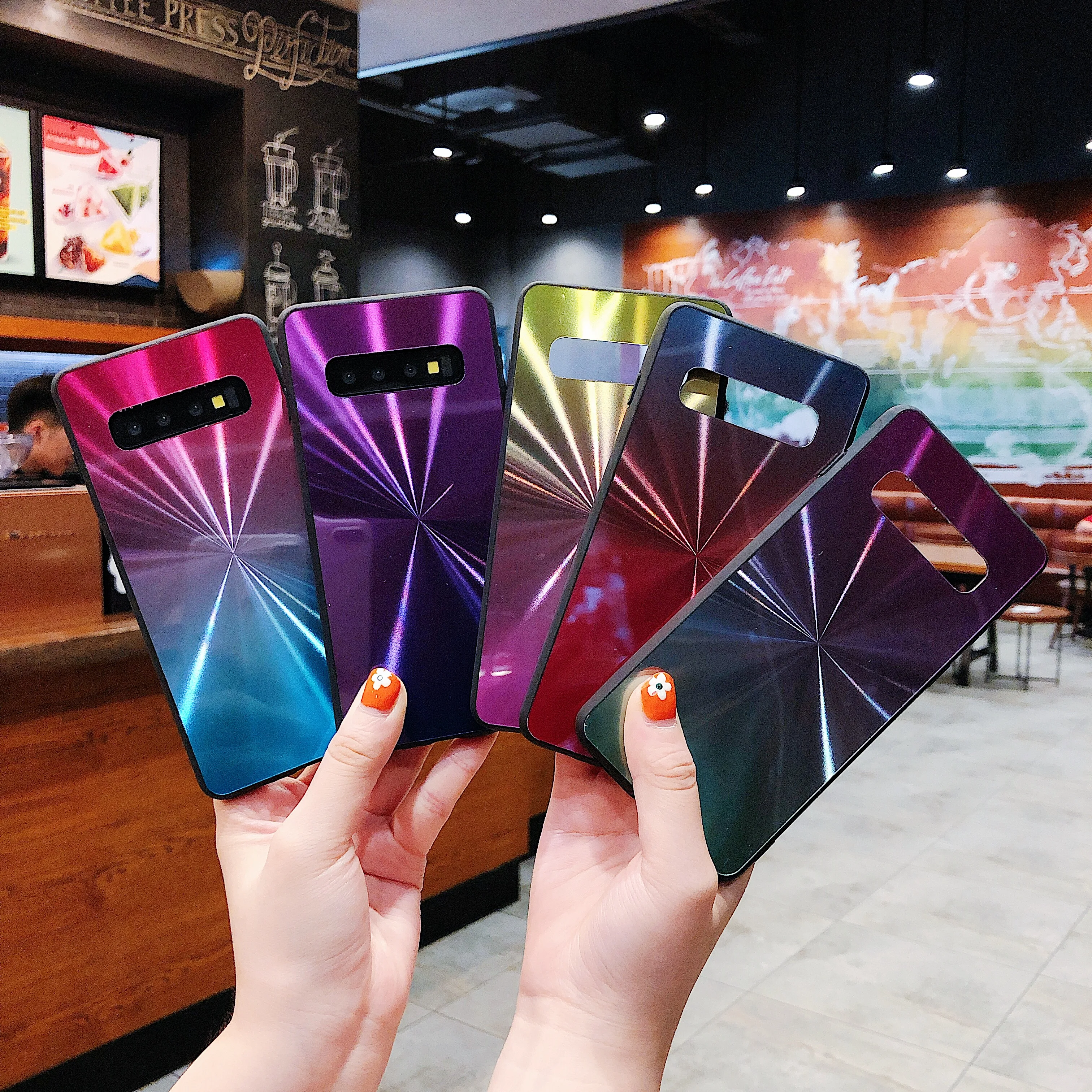 

Fashion Case For Samsung A50 A60 A70 note 8 9 Casing Gradient 3D Bling Diamond CD Mirror Back Cover For Samsung S8 S9 plus S10E