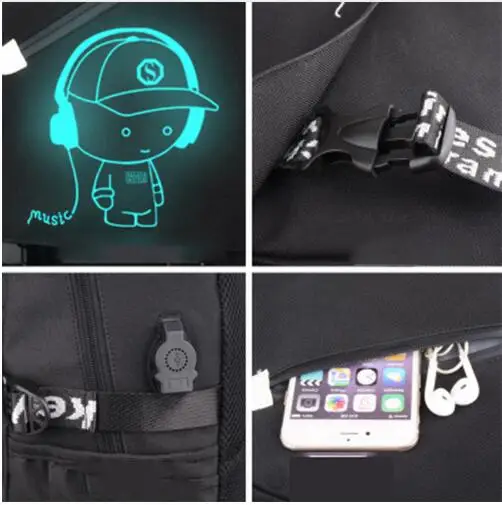 Mochila de dibujos animados niños mochila escolar estudiante animación luminosa USB carga mochila escolar adolescente mochila Mochila de dibujos animados niños mochila escolar estudiante animación luminosa USB carga mochila escolar adolescente mochila