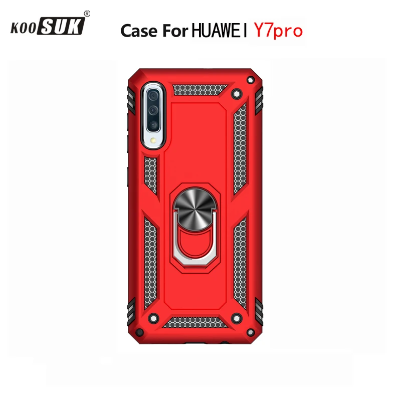 Luxury Phone Case For Huawei Y7 Pro 2019 Cover Magnetic Ring Holder Armor Matte Silicone Shell Coque | Мобильные телефоны и