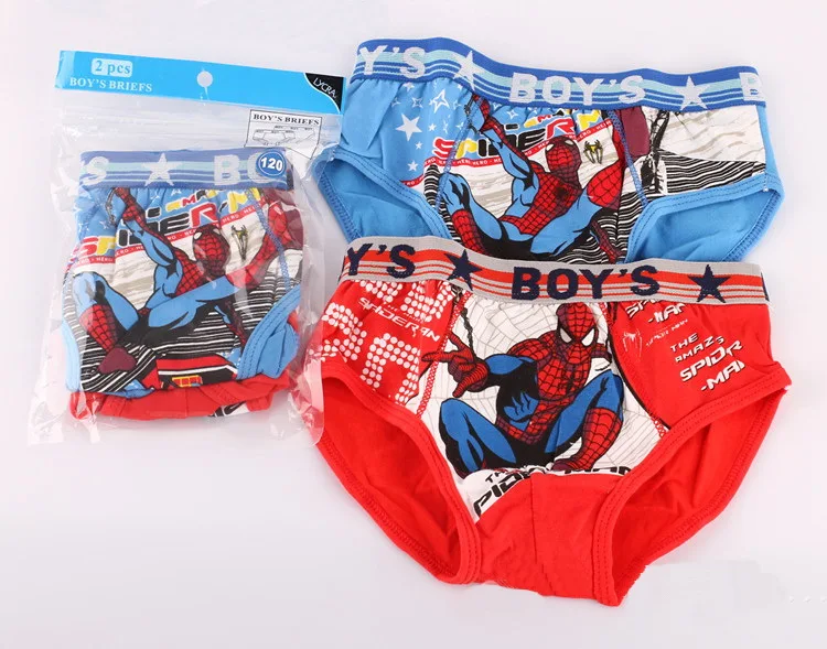 

free shipping, Children's underwear Baby boys Briefs Kids Cute spider man Children Soft Cotton Panties size:2-12year 95% cotton