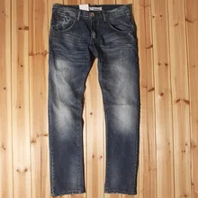 Wholesale&free ship~~%% Men 100% cotton water wash retro finishing distrressed wearing white straight denim trousers