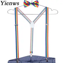 Yienws, мужские галстуки-бабочки и подтяжки, 3 зажима, подтяжки-бабочки, подтяжки для мужчин, Радужный галстук-бабочка, подтяжки, наборы, 2,5*100 см, YiA076