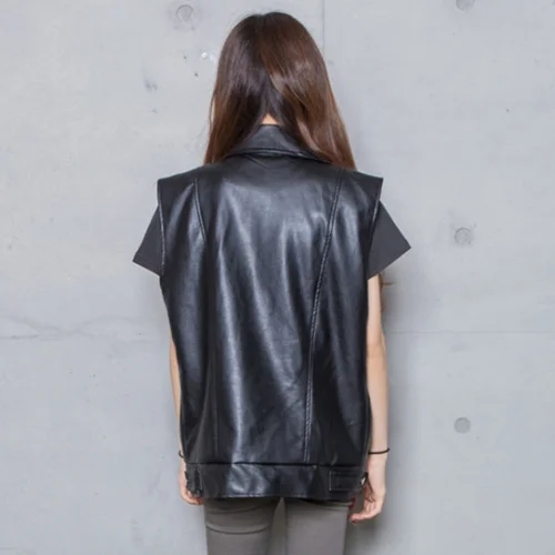 Promo  Spring Leather Jacket Locomotive Jacket Women Sleeveless Cardigan Casaco Feminino Women Windbreaker
